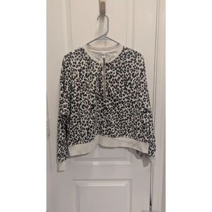 Old Navy boxy fit Leopard Loose Half-Zip‎ French Terry Sweatshirt Size Medium